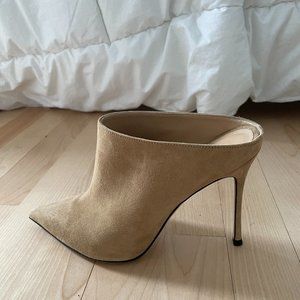 Sergio Rossi Godiva Suede Mule - Beige